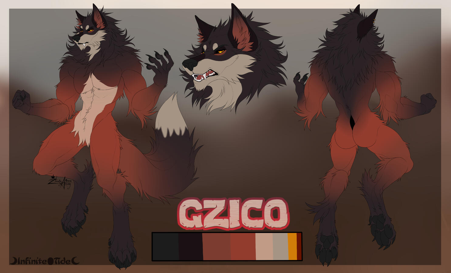 Worgen/Werewolf reference (Lineart by HazakyAracely. Color by blazingneptune.bsky.social)